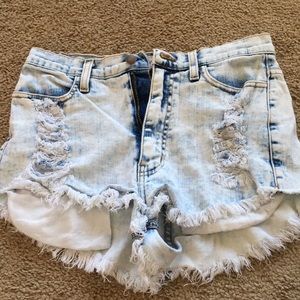 Acid Wash High Waisted Shorts